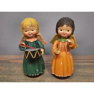 ANRI Vintage Lot of 2 Wooden Italian Girl Figurines